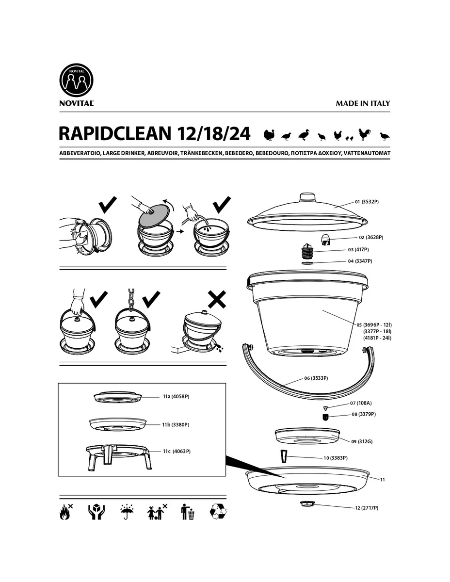 Novital Adapatoare Pasari Rapid Clean 18 L