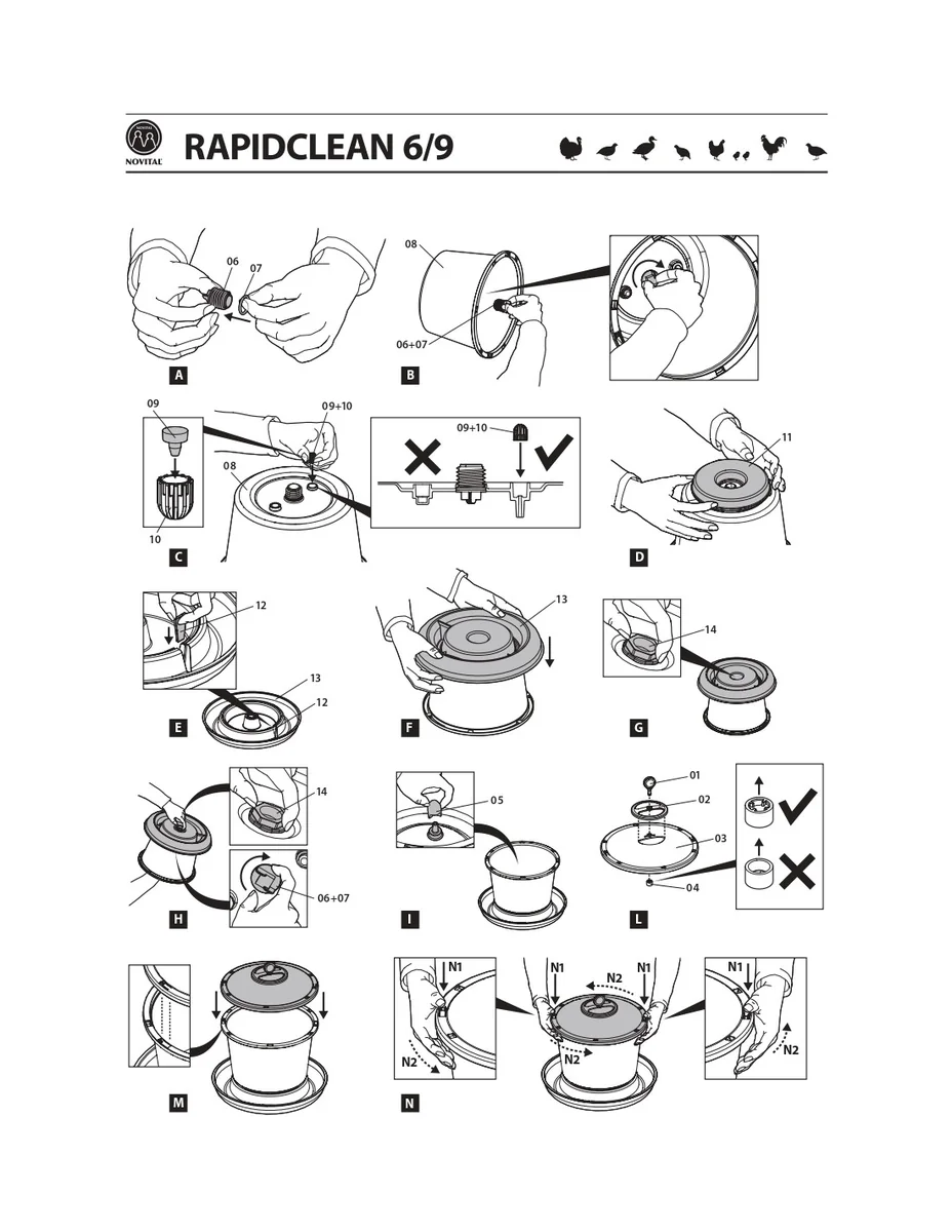 Novital Adapatoare Pasari Rapid Clean Cu Suport 9 L