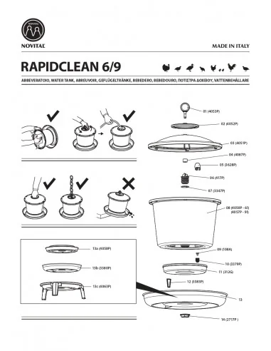 Novital Adapatoare Pasari Rapid Clean Cu Suport 9 L