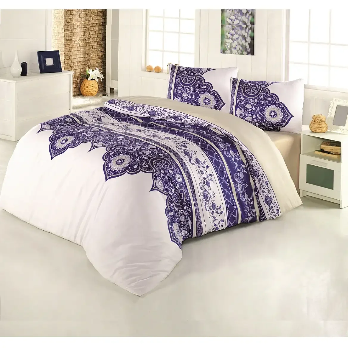 Lenjerie De Pat Bumbac Satinat 2 Persoane, Homs, Serie H280,00068