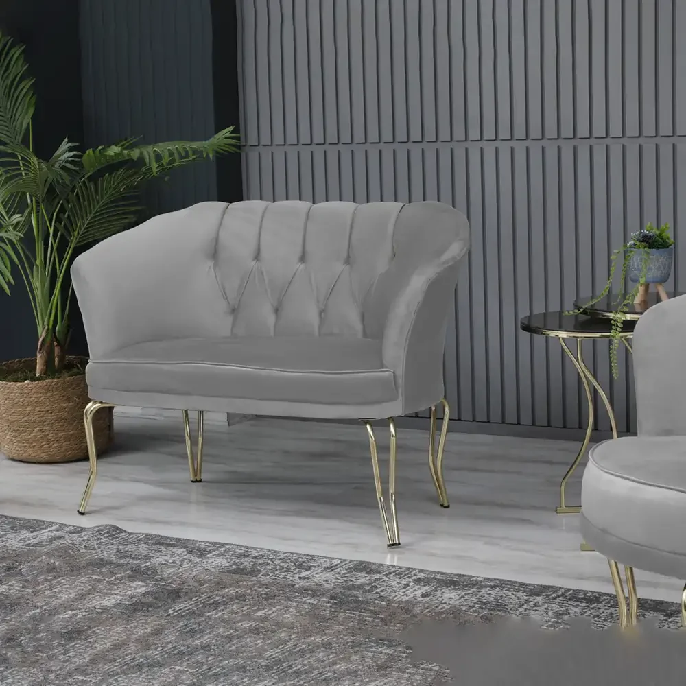 Canapea 2 Locuri Viena Homs, Gri-Auriu