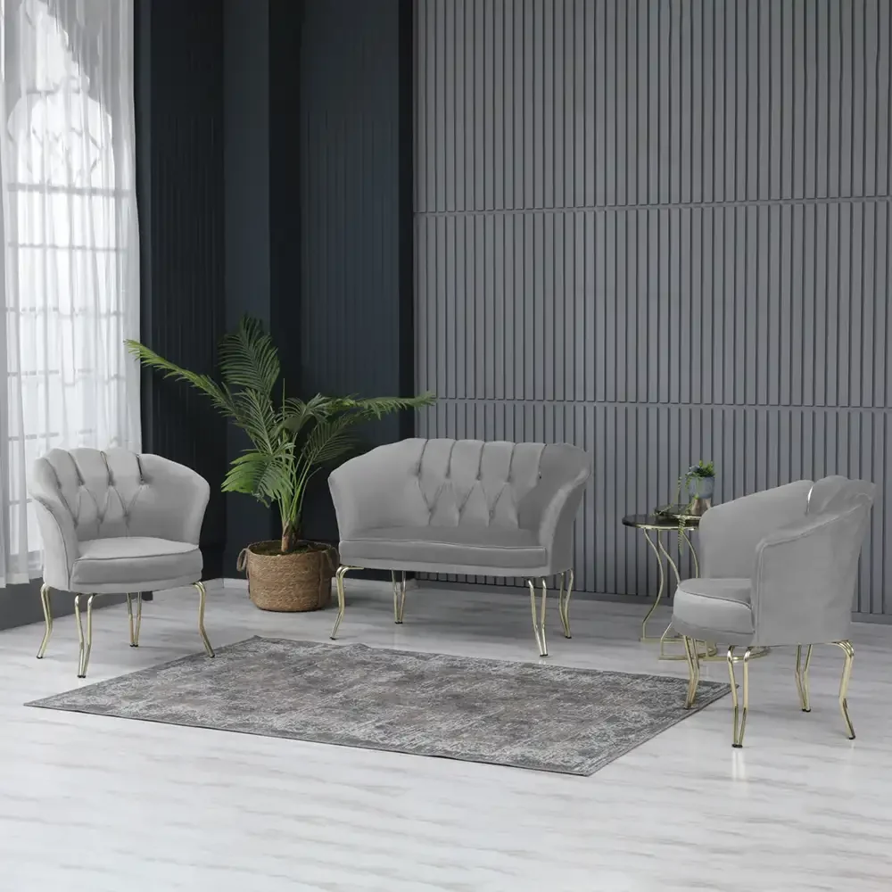 Set Canapea Viena 2+1+1Homs Textil Gri-Auriu, 30703