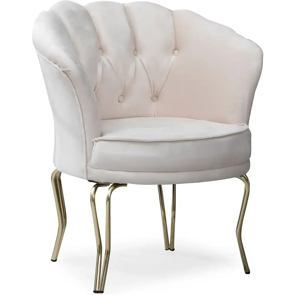 Fotoliu Viena, Scaun, Bej-Auriu, Picioare Metal Auriu, Homs