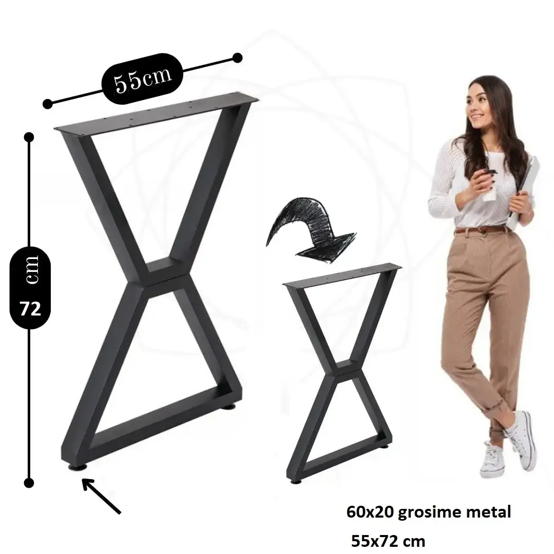 Picioare Masa Metal, Homs, Negru, 55X72 cm, 30638