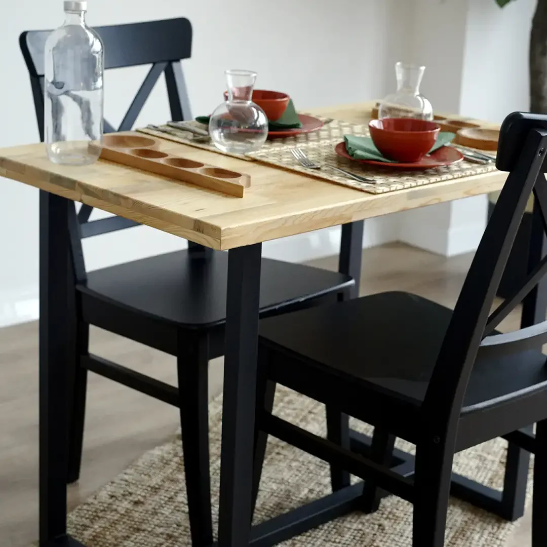 Masa Bucatarie Lemn Seria Wood A-620, Pin Natur-Negru, 100x59x75 cm, 30103