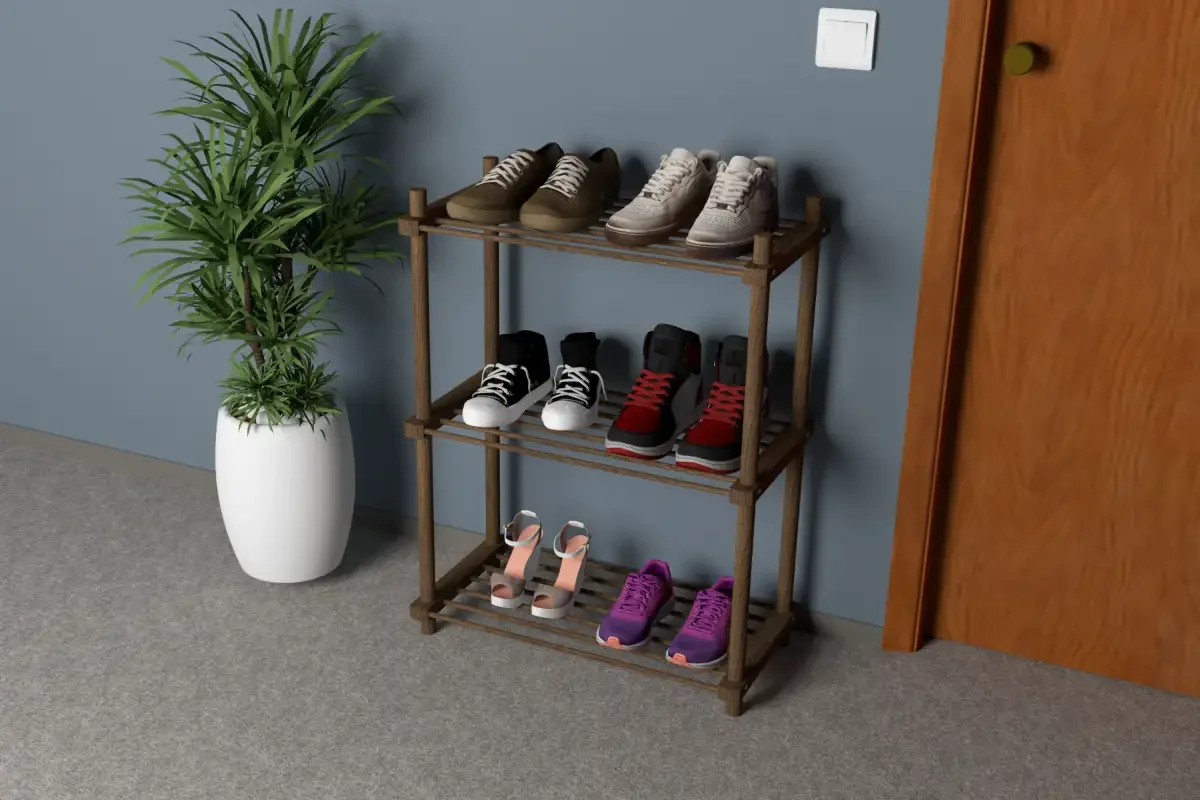 Pantofar cu 3 Rafturi Homs, Natur, 75 x 57.5 x 30 cm