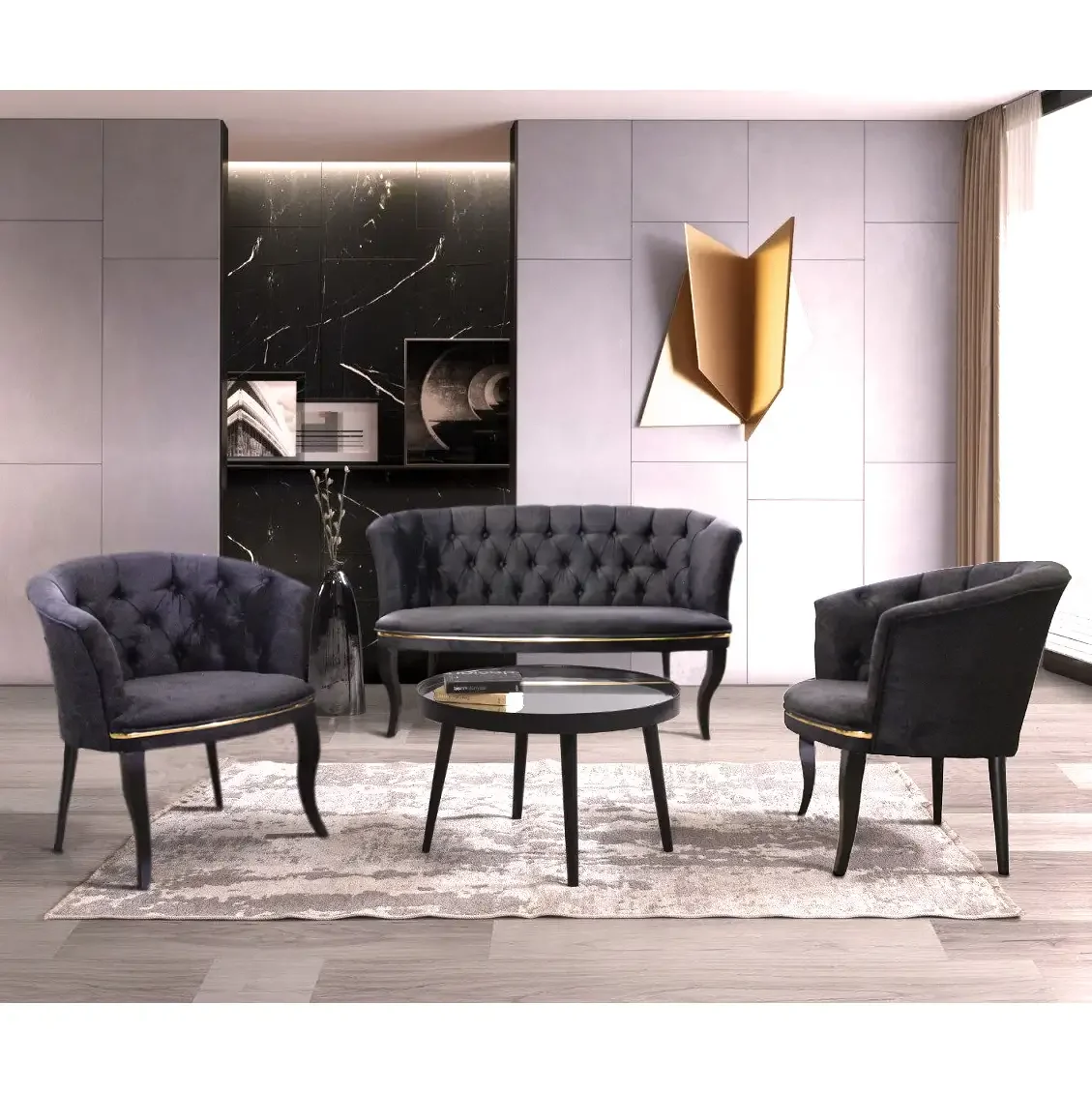 Set Canapea Milano Relax Homs Textil Negru