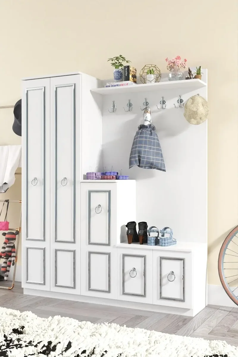 Cuier Hol cu Pantofar Alb Vera Homs 183 x 35 x 150 cm