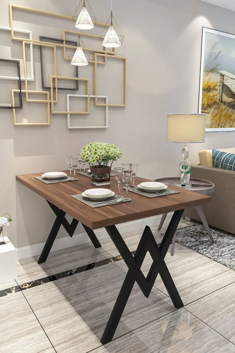 Masa Bucatarie Texturata, Nuc-Negru, 120x80x75 cm, 30411