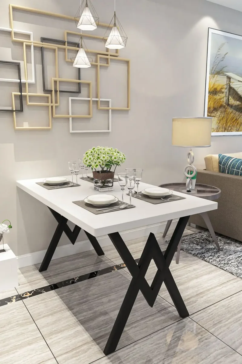 Masa Bucatarie Texturata, Alb, 120x80x75 cm, 30409