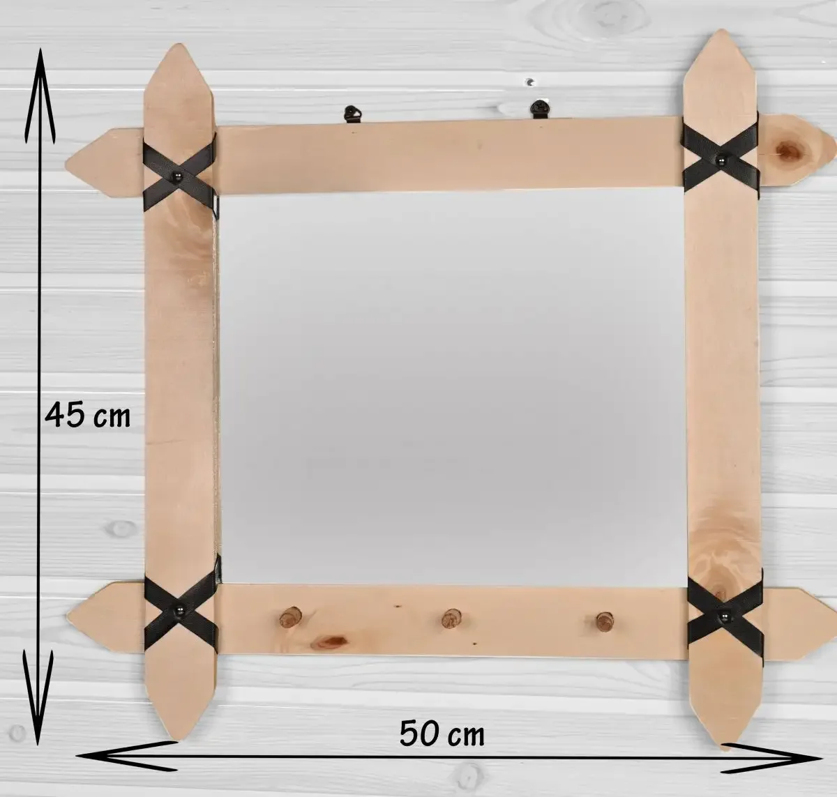 Oglinda cu Agatatori Roma Homs Natur 47 X 57 X 7, Lemn Stratificat