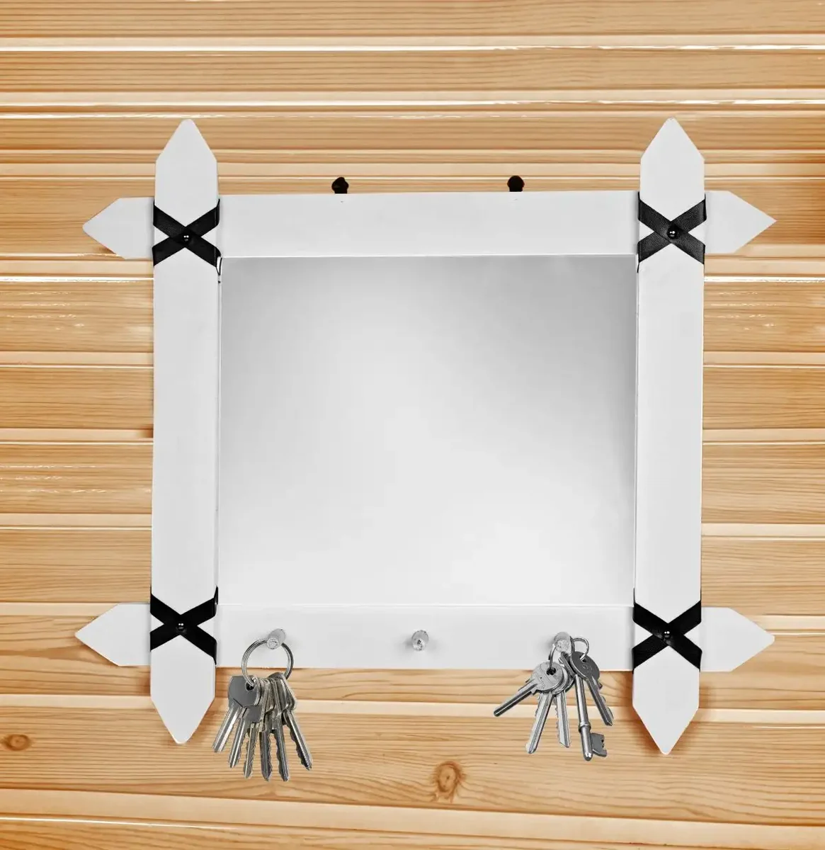 Oglinda cu Agatatori Roma Homs Alb 47 X 57 X 7, Lemn Stratificat