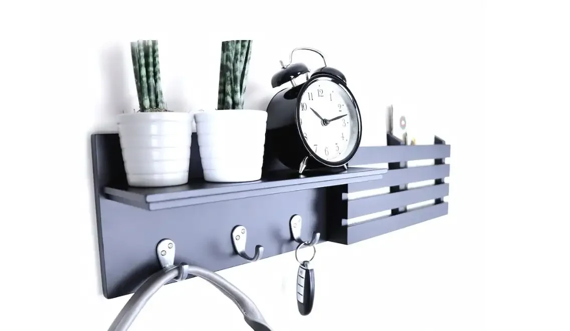 Cuier cu 3 Agatatori, Antracit Homs, Gri Antracit, 60 x 15 x 10 cm, MDF