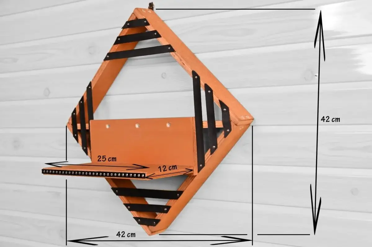 Raft de Perete Lemn Stratificat Epsilon Homs 42 x 42 x 12 cm, Maro
