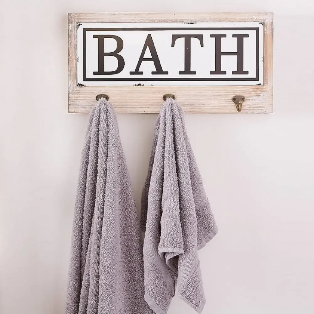 Cuier pentru Prosoape cu 3 Agatatori Bath Homs 35 x 25 cm, Maro Rustik