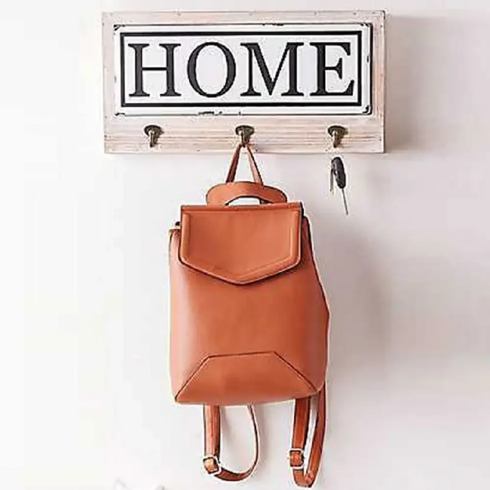 Cuier Hol cu 3 Agatatori din Lemn Home Homs, 35 x 25 cm, Maro Rustik