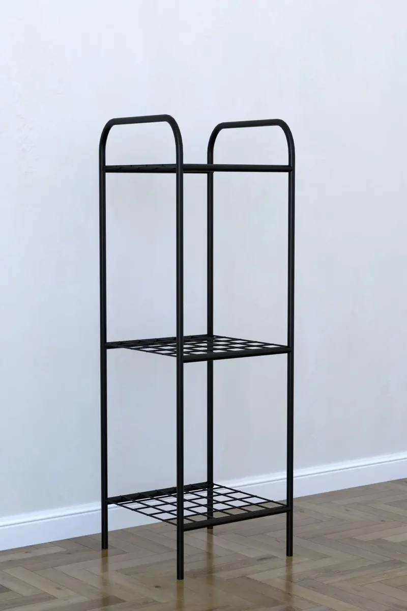 Etajera Metal pentru Flori 3 Rafturi Decor Homs 33 x 100 x 31 cm, Negru