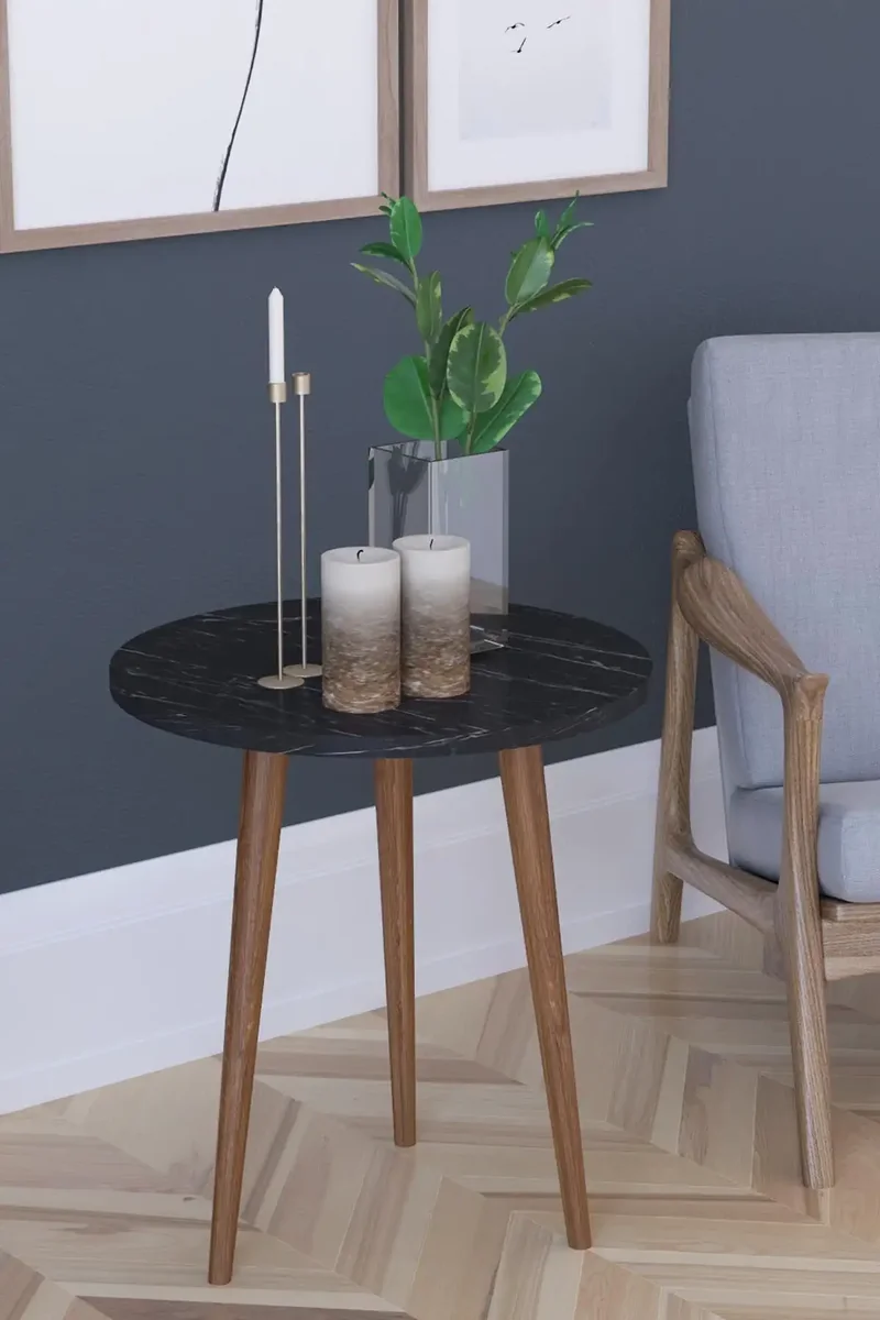 Masa de Servire Laterala Barcelona 45 x 50 cm, Negru Marmorat