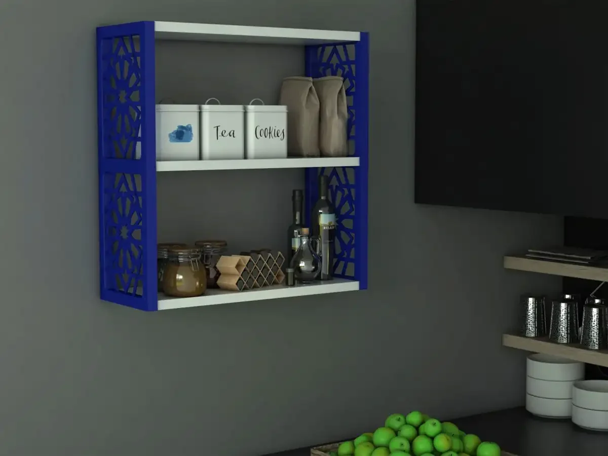 Raft de Perete din PAL/PPE, Lulu Homs, Alb-Albastru, 50 x 45 x 20 cm