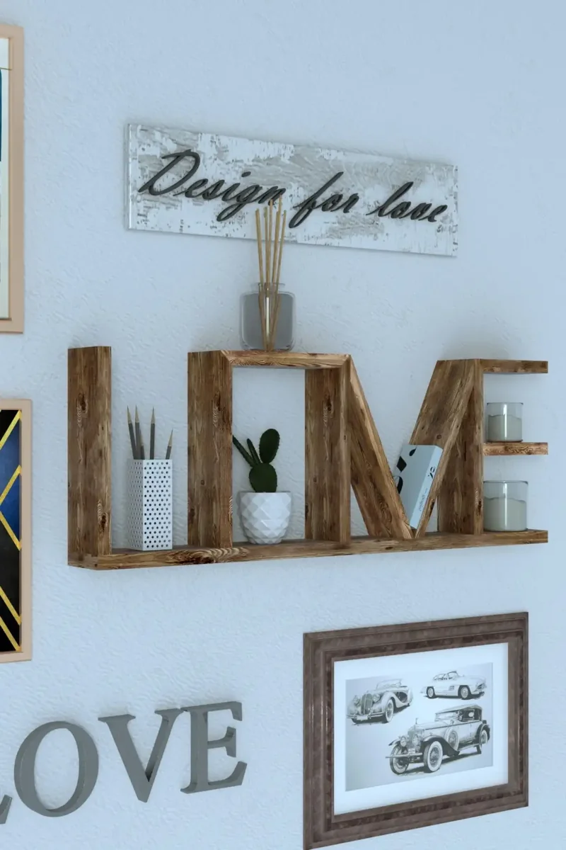 Raft de Perete din Lemn LovU Homs, 75 x 8 x 27 cm, Maro