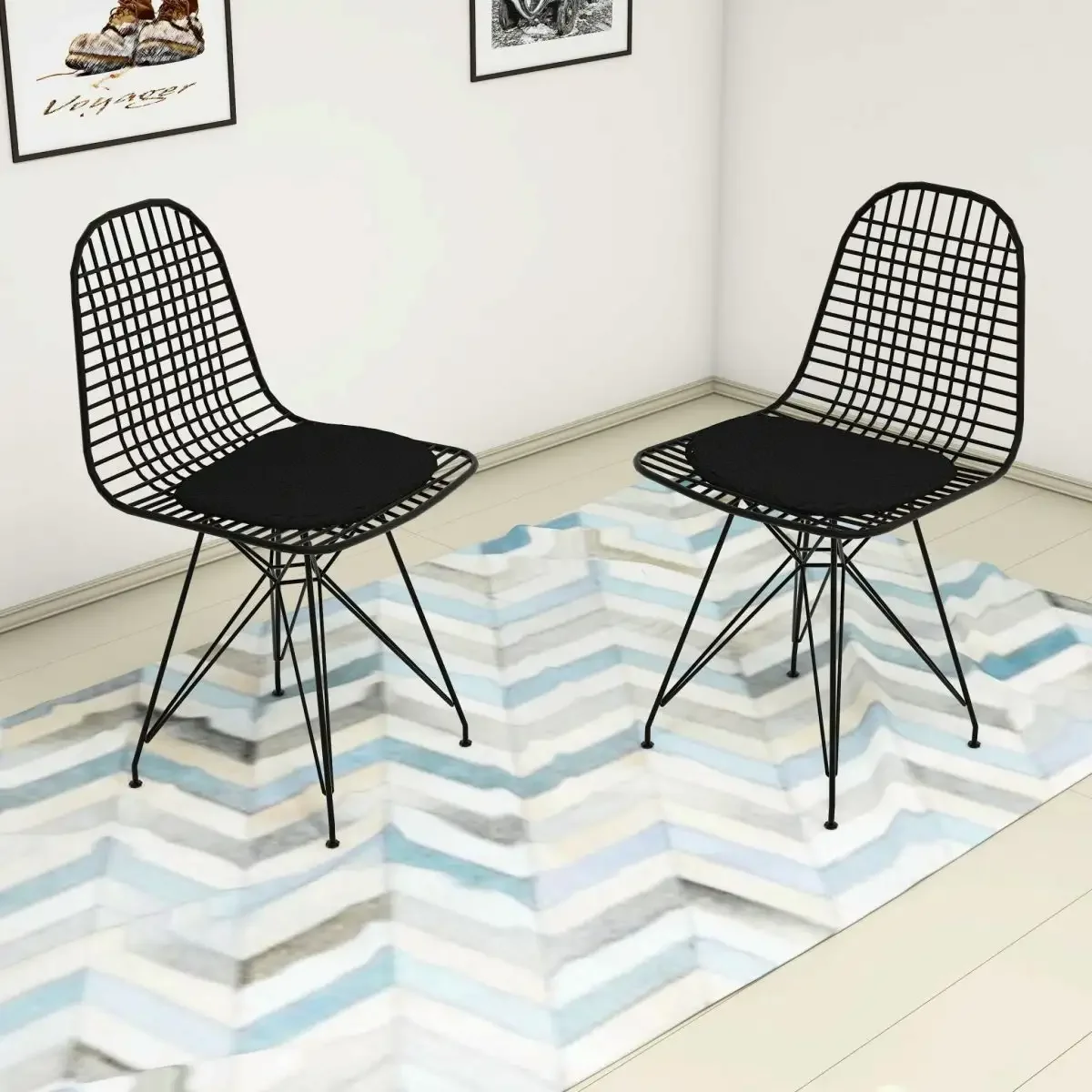 Set 2 Scaune Metal, Dining Homs, Negru 80 x 42 x 45 cm
