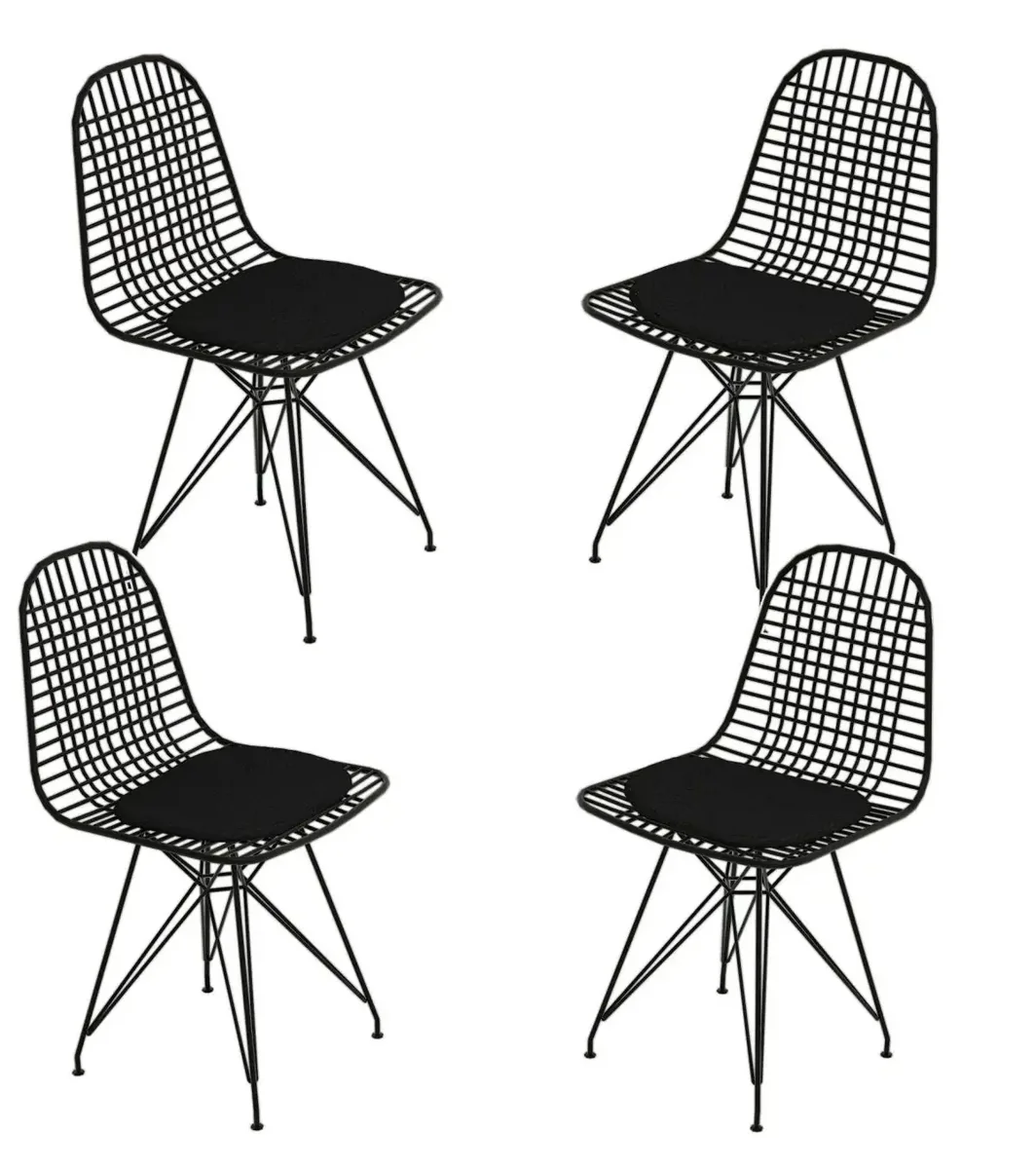 Set 4 Scaune Metal, Dining Homs, Negru 80 x 42 x 45 cm