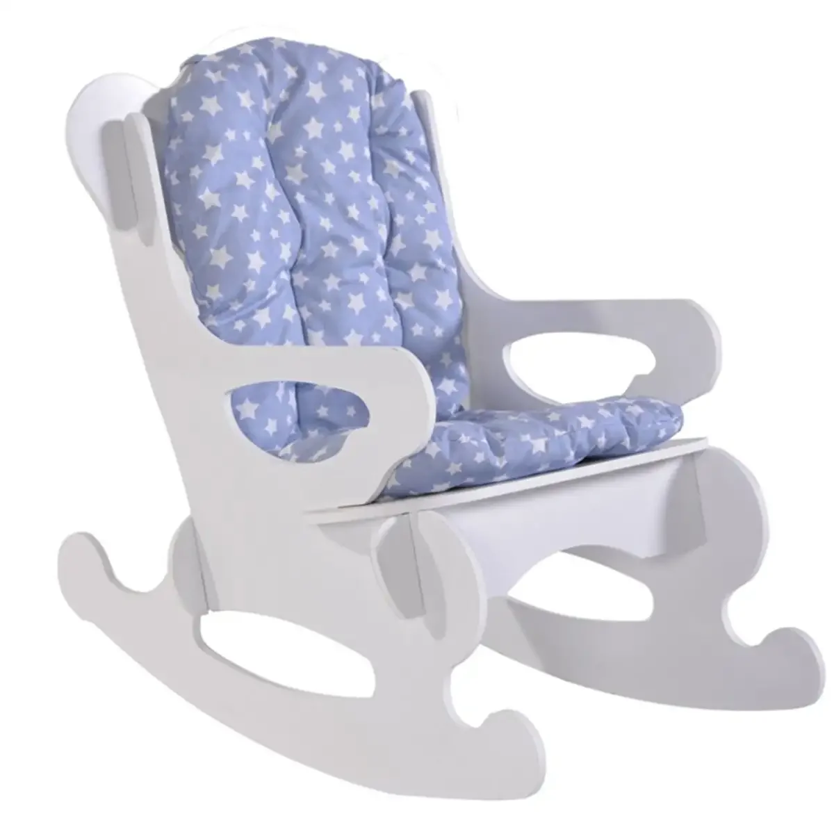 Scaun Balansoar Copii 40×70×65 cm – MDF Alb/Albastru, Baby Puzzle