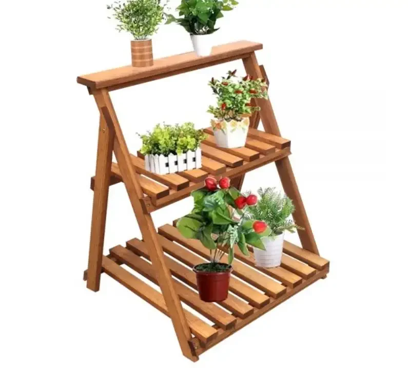 Etajera Flori Din Lemn, Homs Garden 4, Natur, 69 x 58 x 50 cm