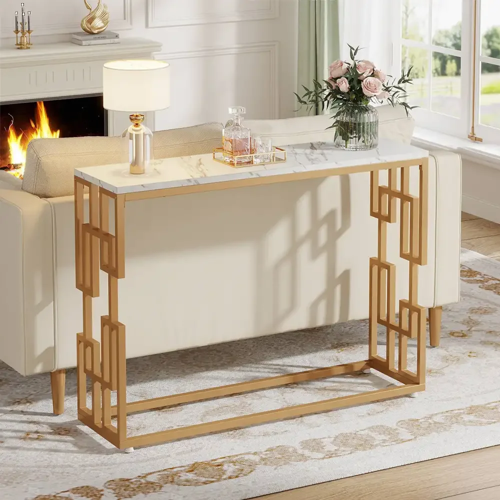 Consola Asia Din Metal Auriu, 108x80x30 cm