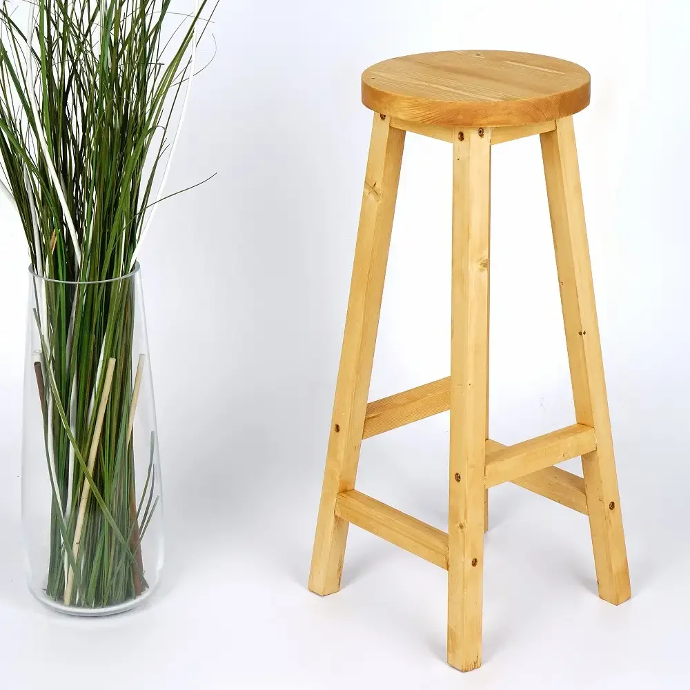 Scaun Bar, Taburet, Din Lemn Culoare Nuc Dechis, 70 cm