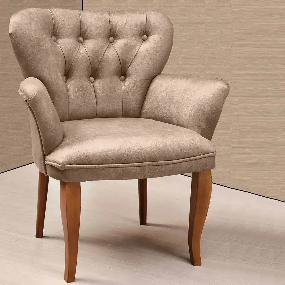 Fotoliu Tip Berjer Scaun Cafe Culoare Bej