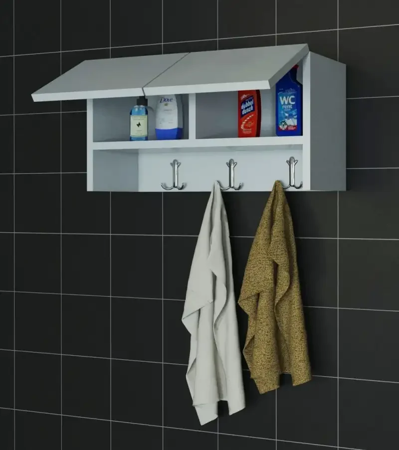 Corp Suspendat Baie Cu 3 Agatatori Blanca Homs, 60 x 30 x 19.6 cm, Alb