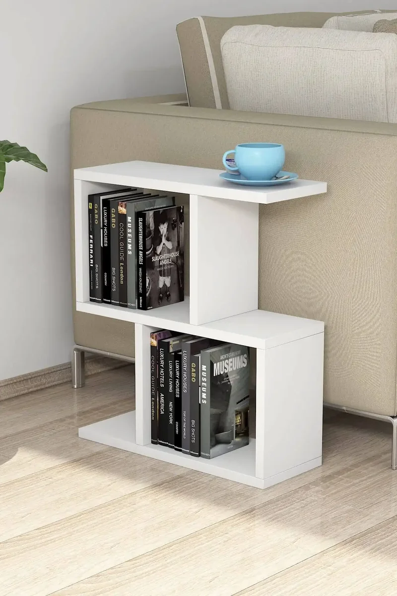 Masuta de Cafea Laterala, Zet Homs, Alb, 51 x 45 x 17 cm, PAL 18 mm