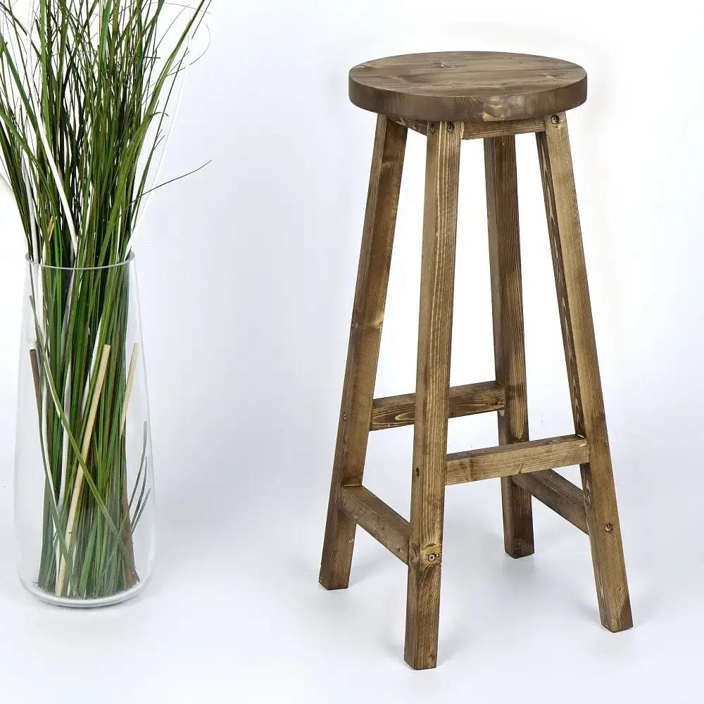 Scaun Bar, Taburet Lung, Din Lemn Culoare Nuc, 70 cm