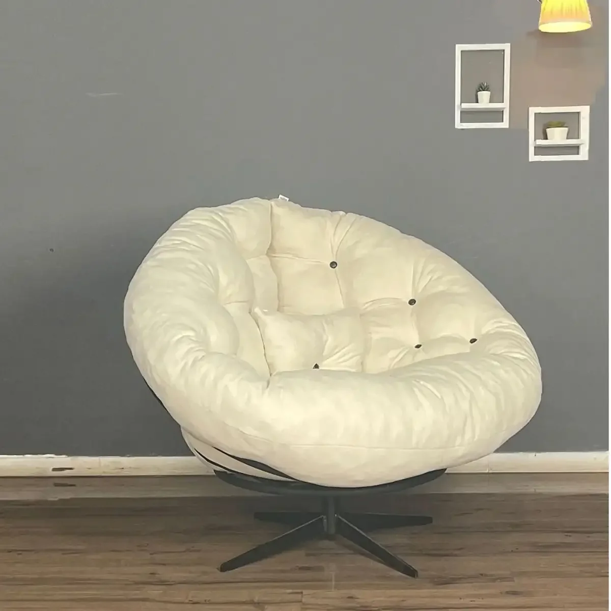 Fotoliu Rotativ 360 Grade, Tapitat cu Stofa si Picioare Metalice, Rotund, Homs, Seria B-120, 20027