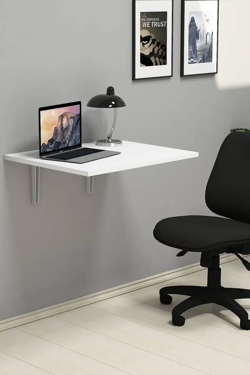 Masa PC Rabatabila cu Montaj pe Perete, Praga Homs, Alb, 50 x 24.5 x 1.8 cm, PAL