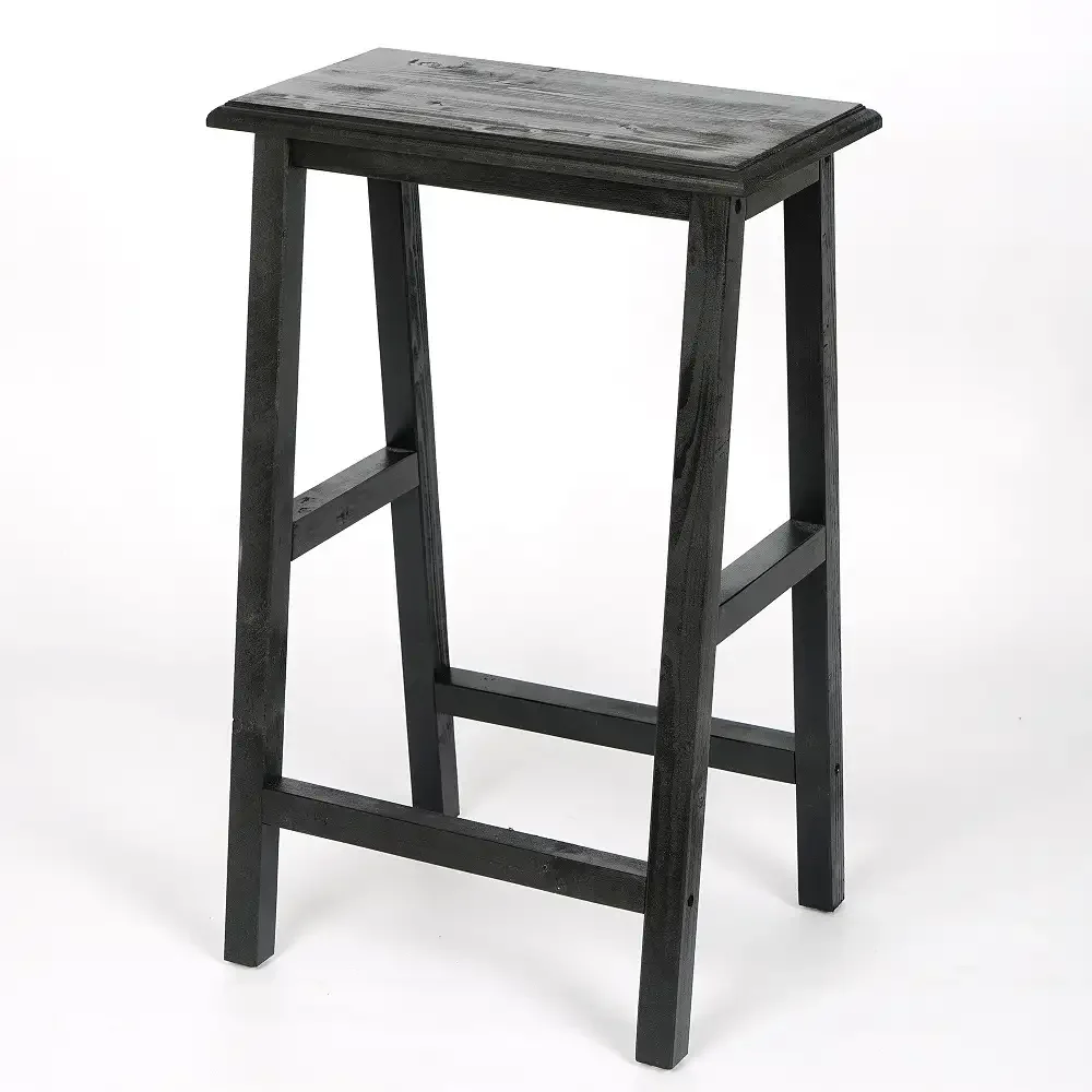 Scaun Bar, Taburet, William, din Lemn, Culoare Negru, 70 cm