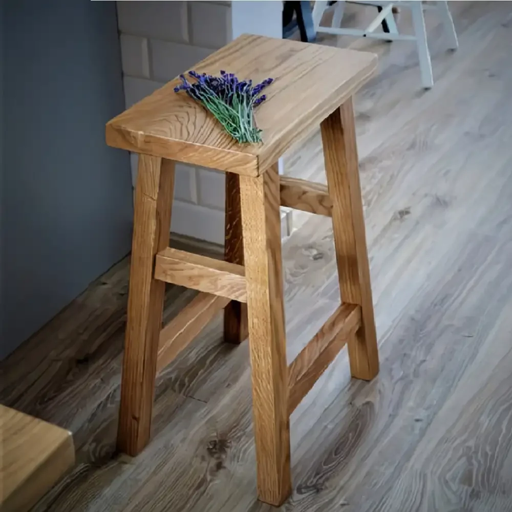 Scaun, Taburet, din Lemn Culoare Nuc, 40 cm