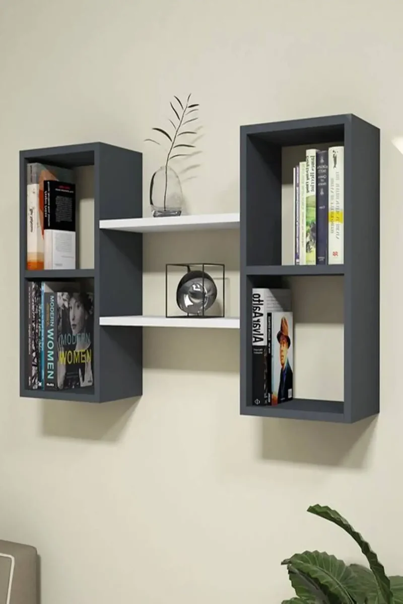 Raft de Perete, Matilda Homs, Gri Antracit/Alb, 60 x 105 x 20 cm, PAL