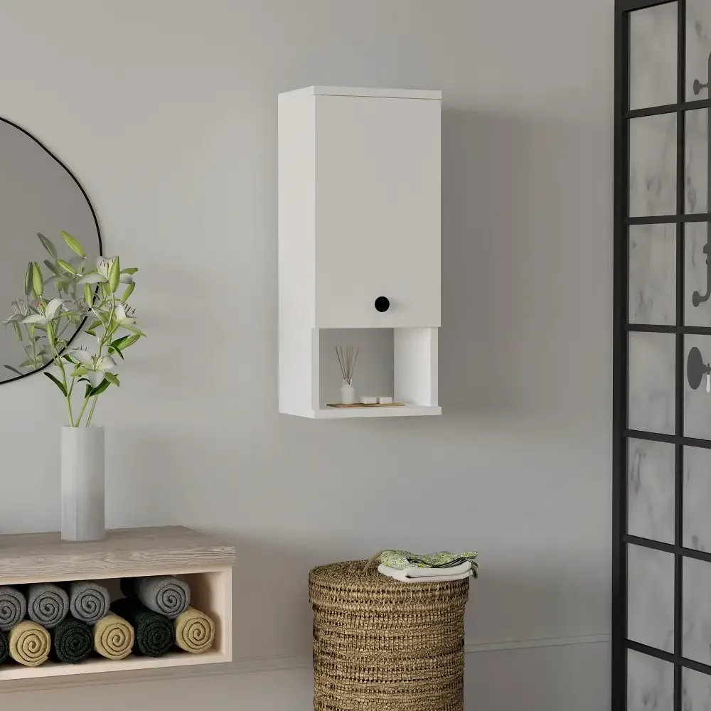 Dulap pentru Baie Mis, Culoare Alb, 71 cm