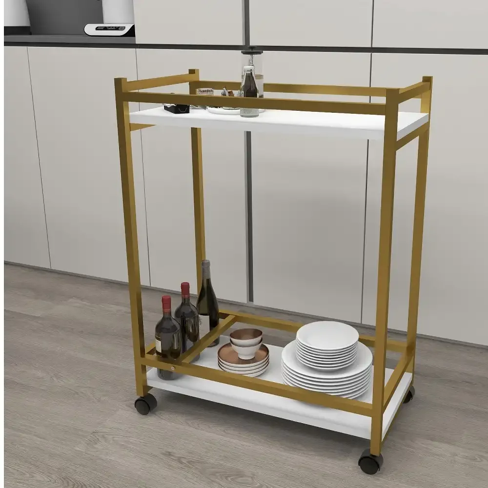 "Măsuță Servire Cu Roti, Clasic, 81cm, Alb-Airiu"