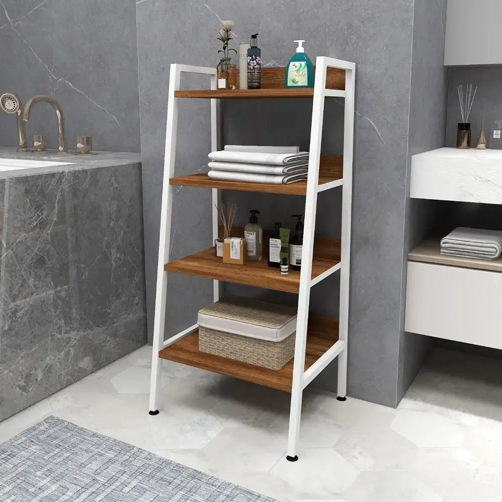 Dulapior cu Etajere pentru Baie si Bucatarie, Alb si Nuc, 100 cm