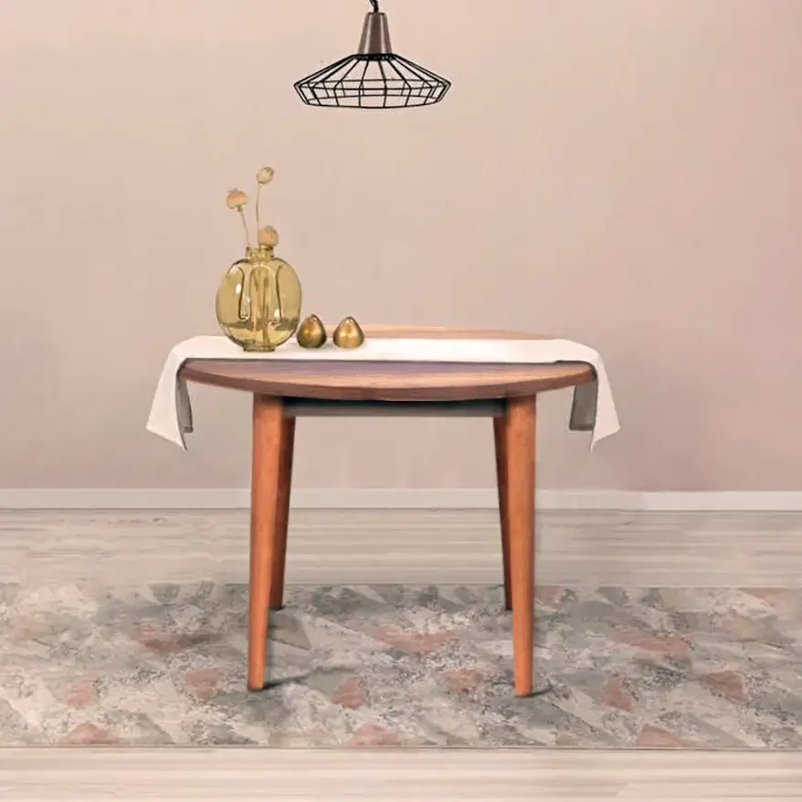 Masa Bucatarie Rotunda Brigitte, Culoare Nuc, 90 cm