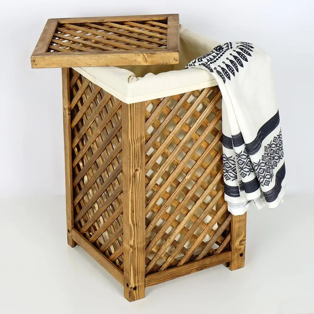 Cos Pentru Rufe Din Lemn, Verla, Nuc, 57 cm