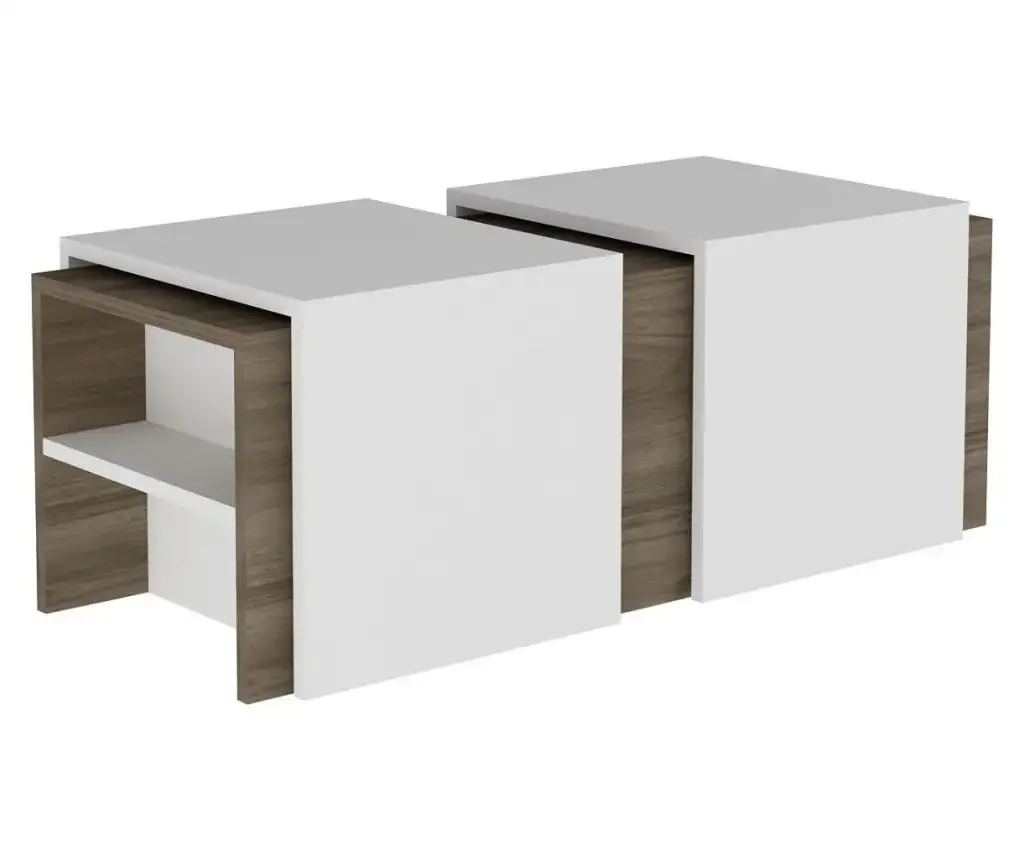 Masa Cafea Cu Masute Detasabile Mora Homs Alb-Nuc