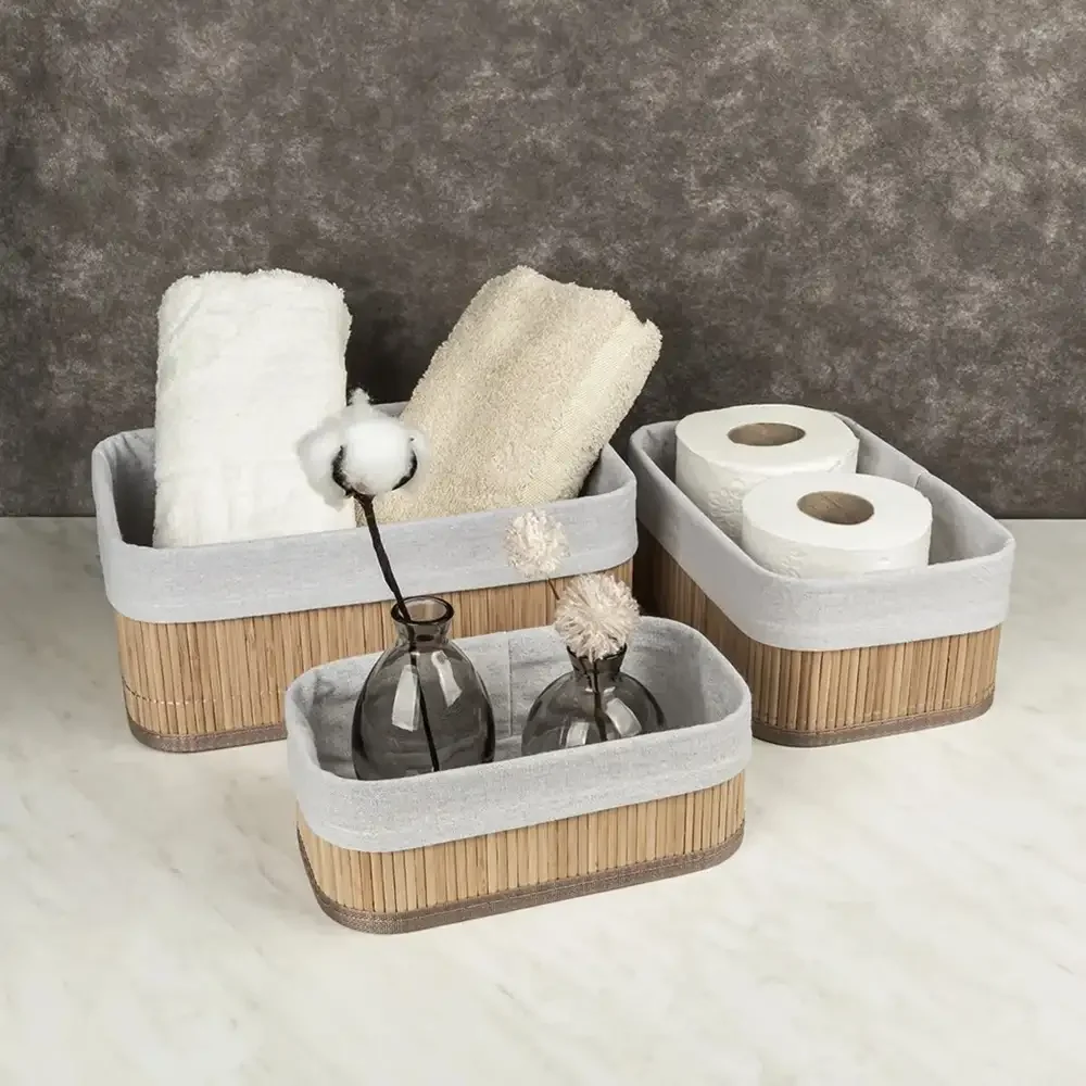 Set 3 Coșuri din Bambus