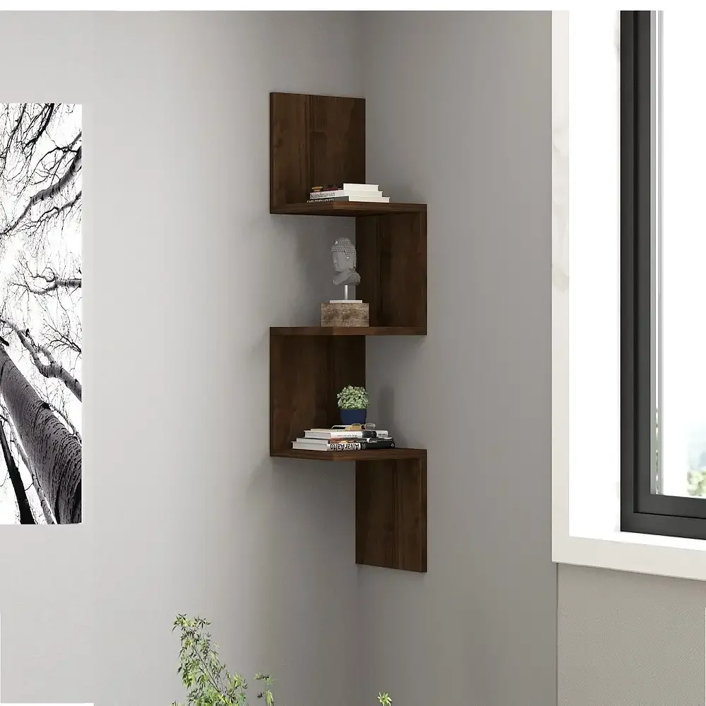 Raft Colț Nera Homs, Nuc, 25 x 97 x 25 cm