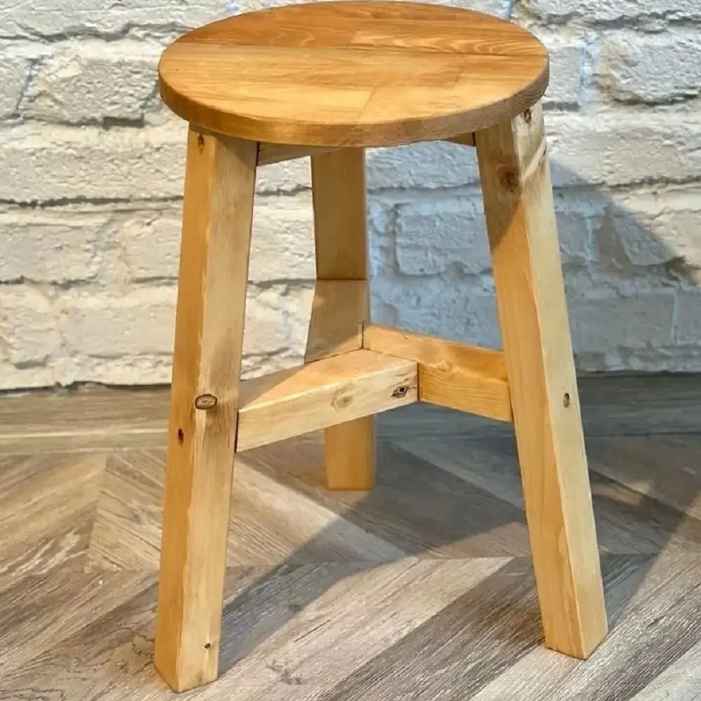 Scaun Taburet Heidi, din Lemn, Culoare Nuc, 45 cm