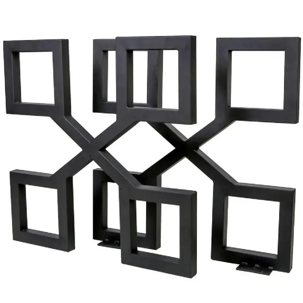 Set 2 Picioare Metalice Pentru Masa, Design Industrial, Negru Mat, 72 cm