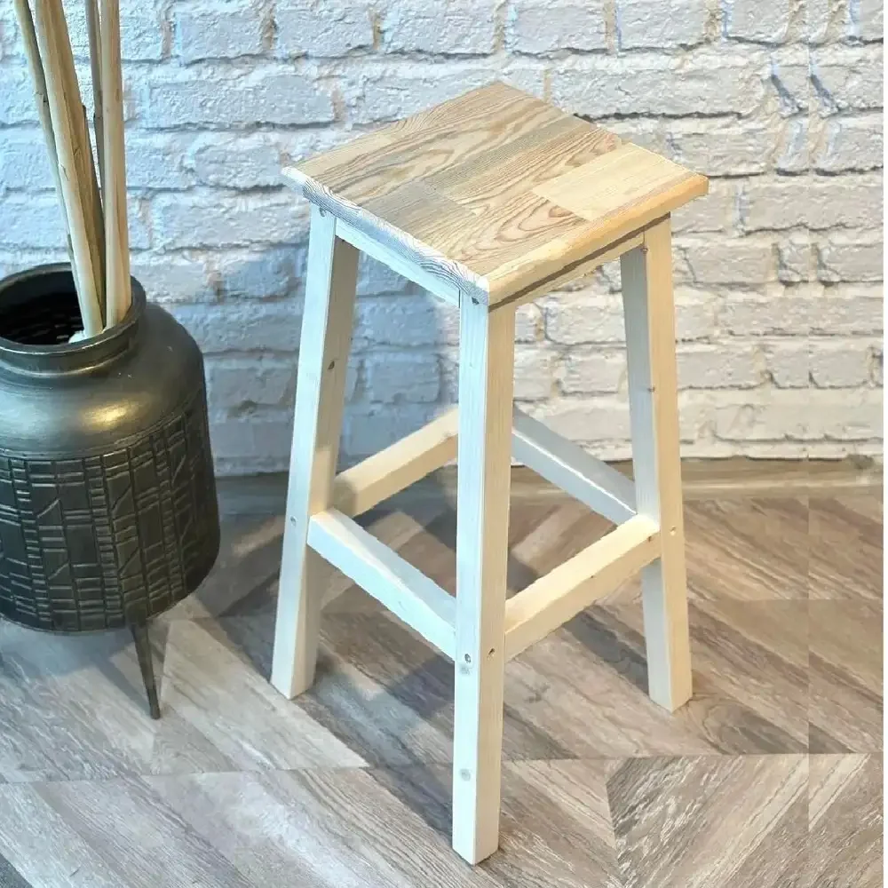 Scaun Bar Vinita din Lemn, Culoare Bej, 80 cm